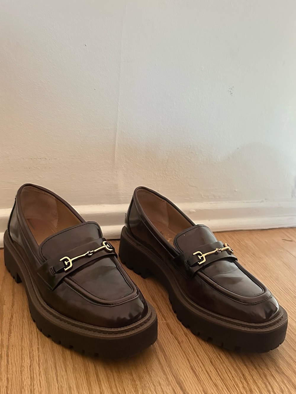 Sam Edelman Brown Patent Leather Bit Loafers